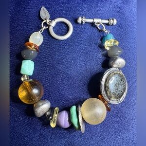 Bracelet Coldwater Creek Silver Multicolor Beaded Toggle